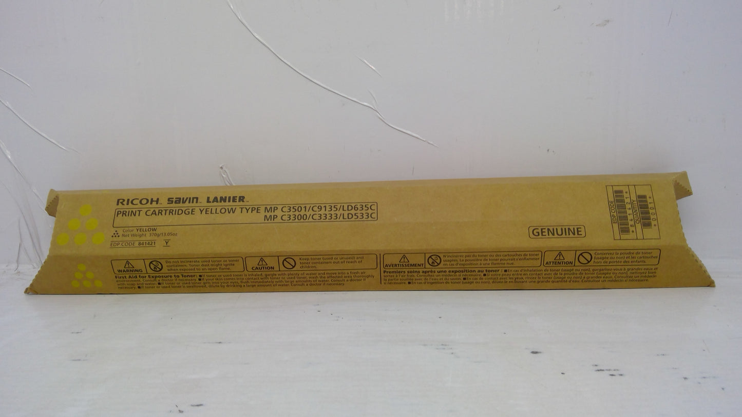 Ricoh 841421 Yellow Toner Cartridge Genuine OEM for MP C2800 C3001 C3300 C3501