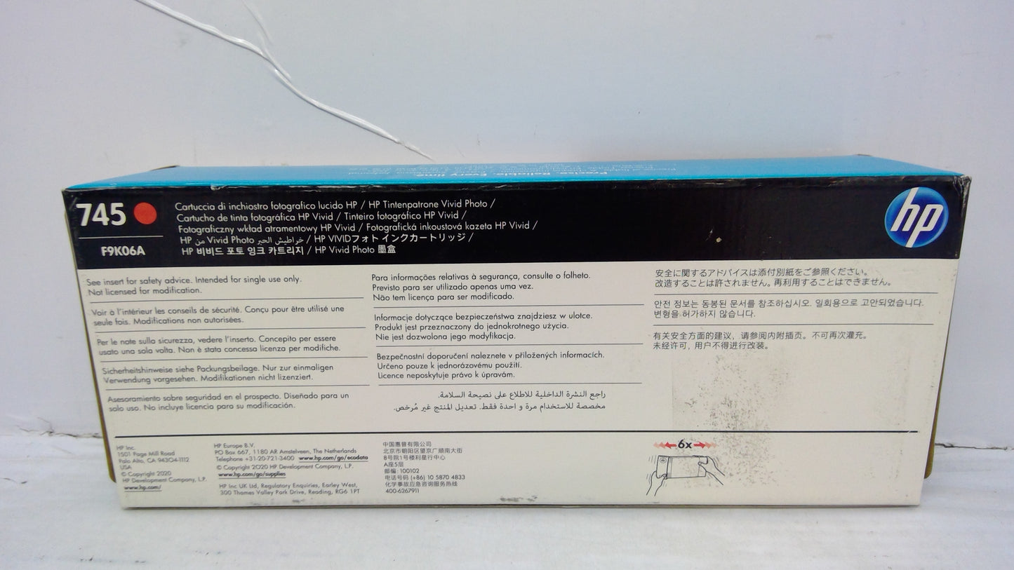 Genuine HP F9K06A (745) Chromatic Red Ink Cartridge *EXPIRED JULY 2023*