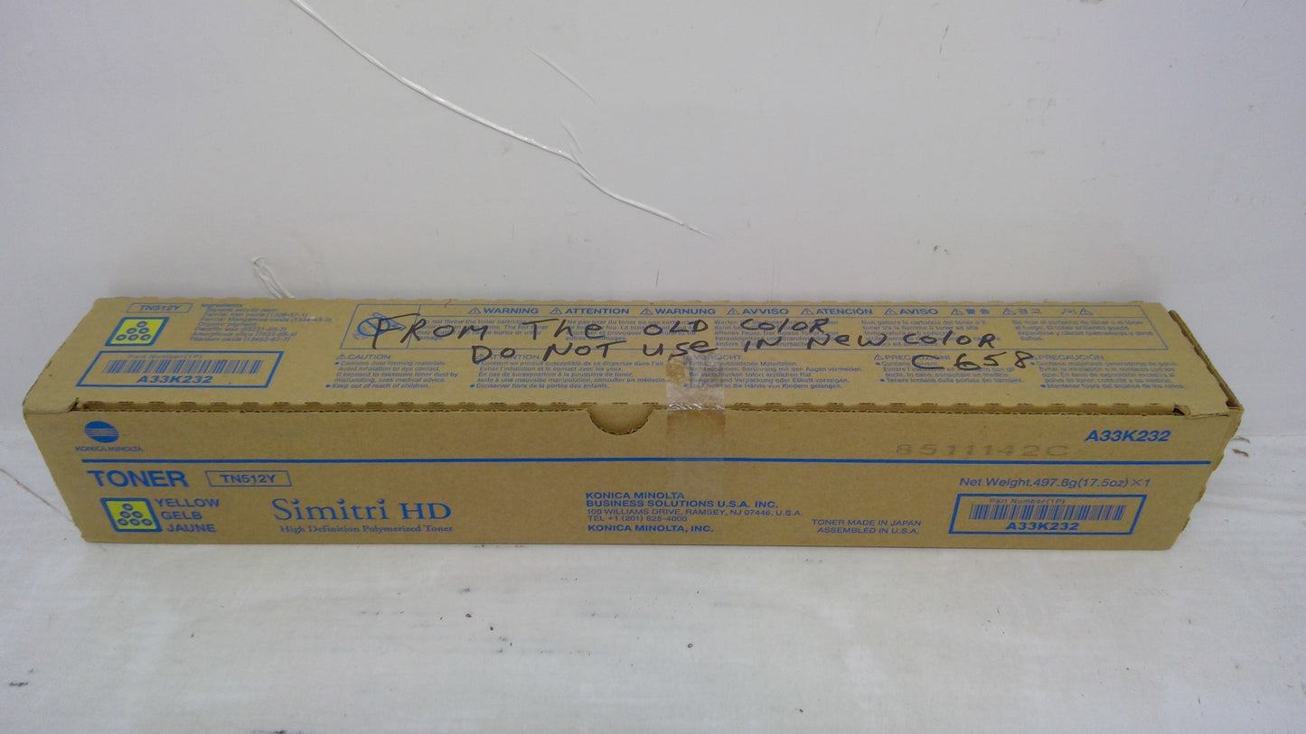 Genuine Konica Minolta TN512Y (A33K232) Yellow Toner
