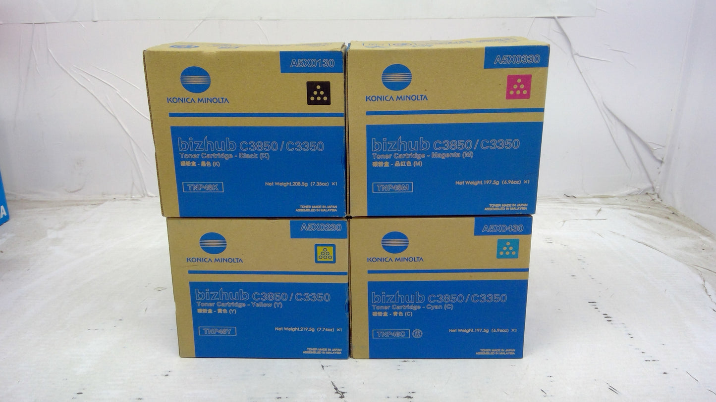 Genuine Konica Minolta Full Color Set TNP48K(A5X0130) TNP48Y(A5X0230) TNP48M(A5X0330) TNP48Y(A5X0430)