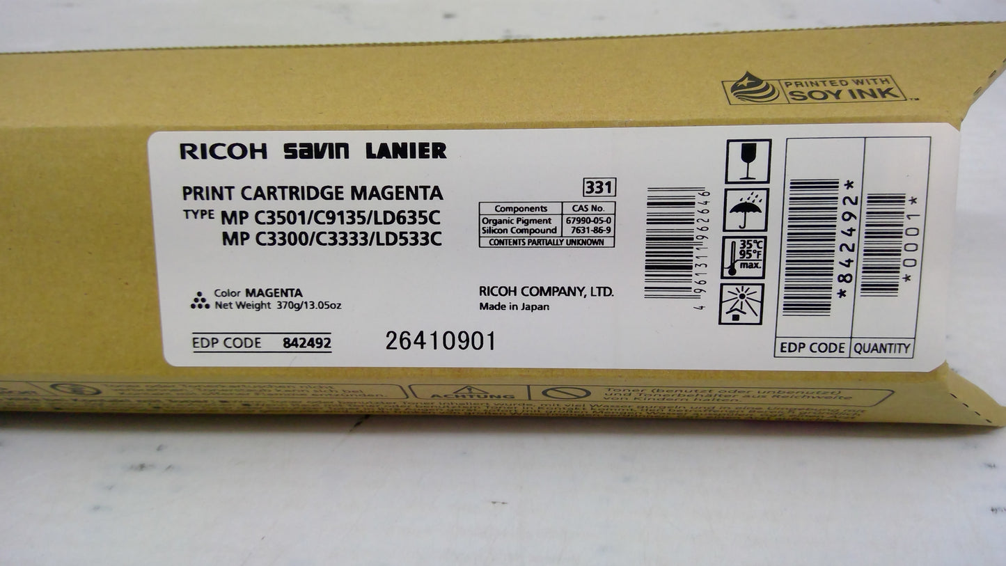Ricoh 842492 Magenta Toner Cartridge Genuine OEM for MP C3300 C3501