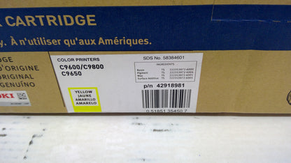OKI 42918981 Yellow Toner Cartridge Genuine OEM for C9600 C9650 C9800