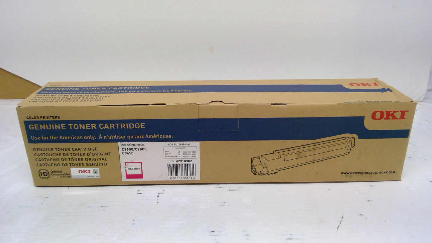 OKI 42918982 Magenta Toner Cartridge Genuine OEM for C9600 C9650 C9800