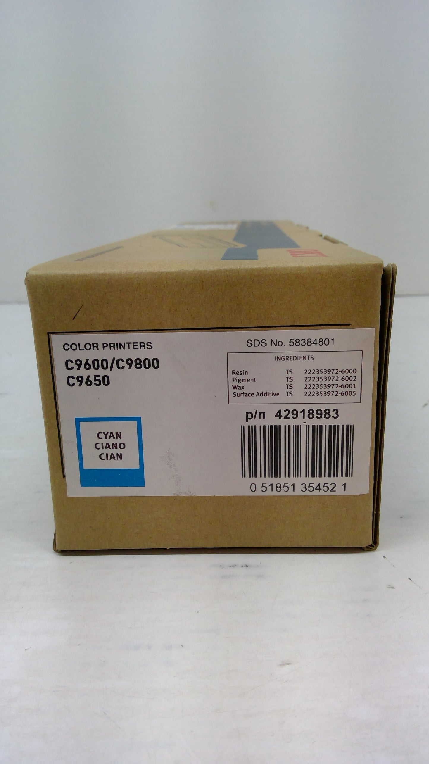 OKI 42918983 Cyan Toner Cartridge Genuine OEM for C9600 C9650 C9800