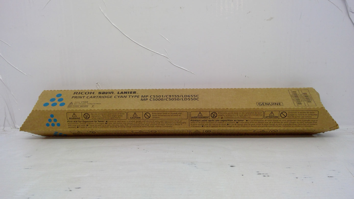 Ricoh 841455 Cyan Toner Cartridge Genuine OEM for MP C4000 C4501 C5000 C5501