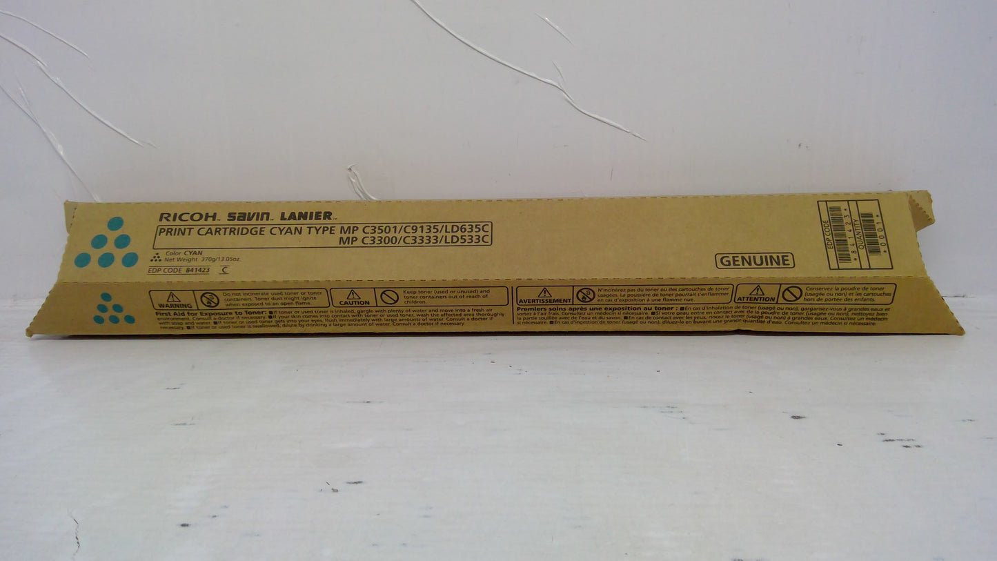 Ricoh 841423 Cyan Toner Cartridge Genuine OEM for MP C2800 C3001 C3300 C3501