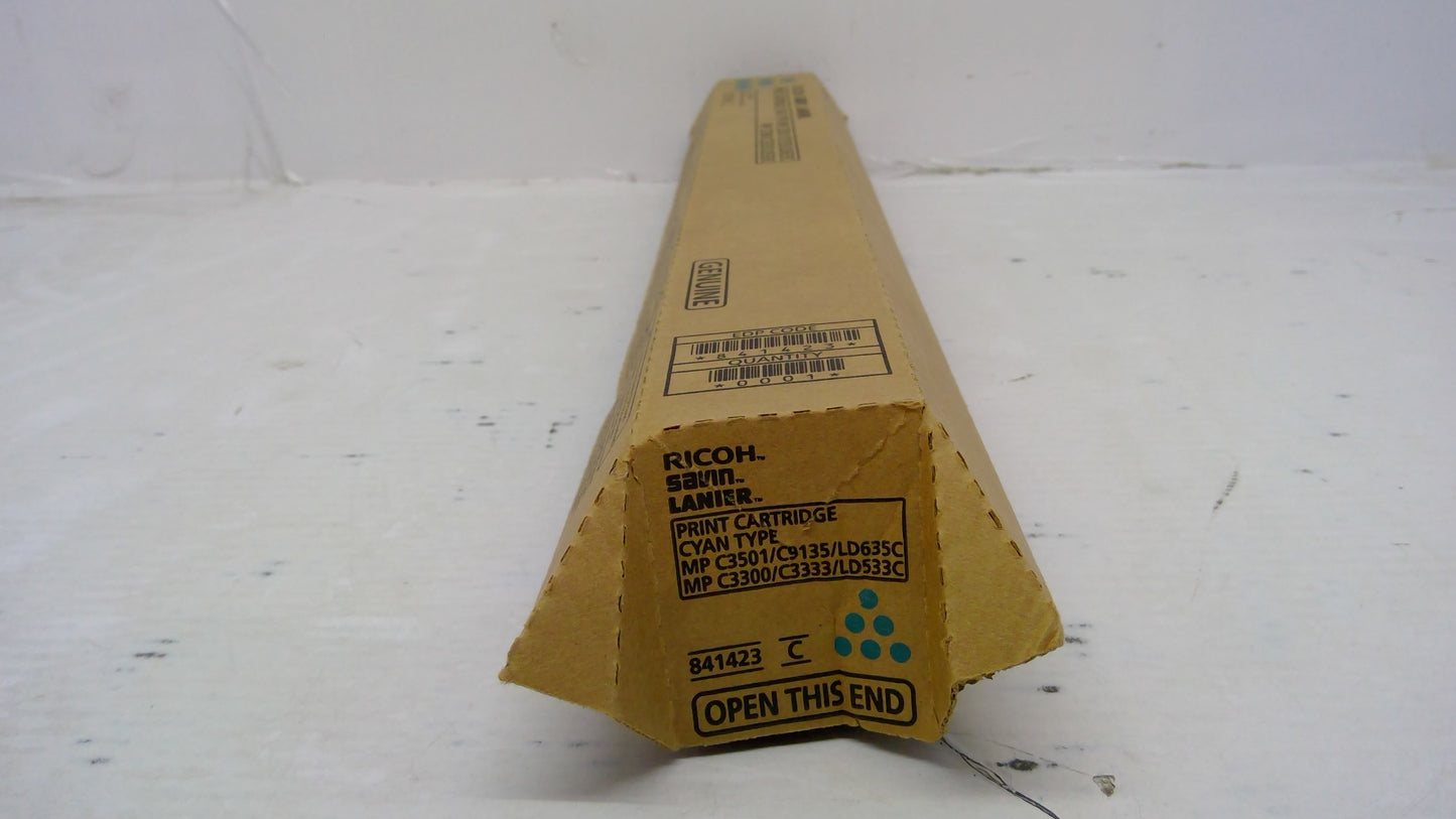 Ricoh 841423 Cyan Toner Cartridge Genuine OEM for MP C2800 C3001 C3300 C3501