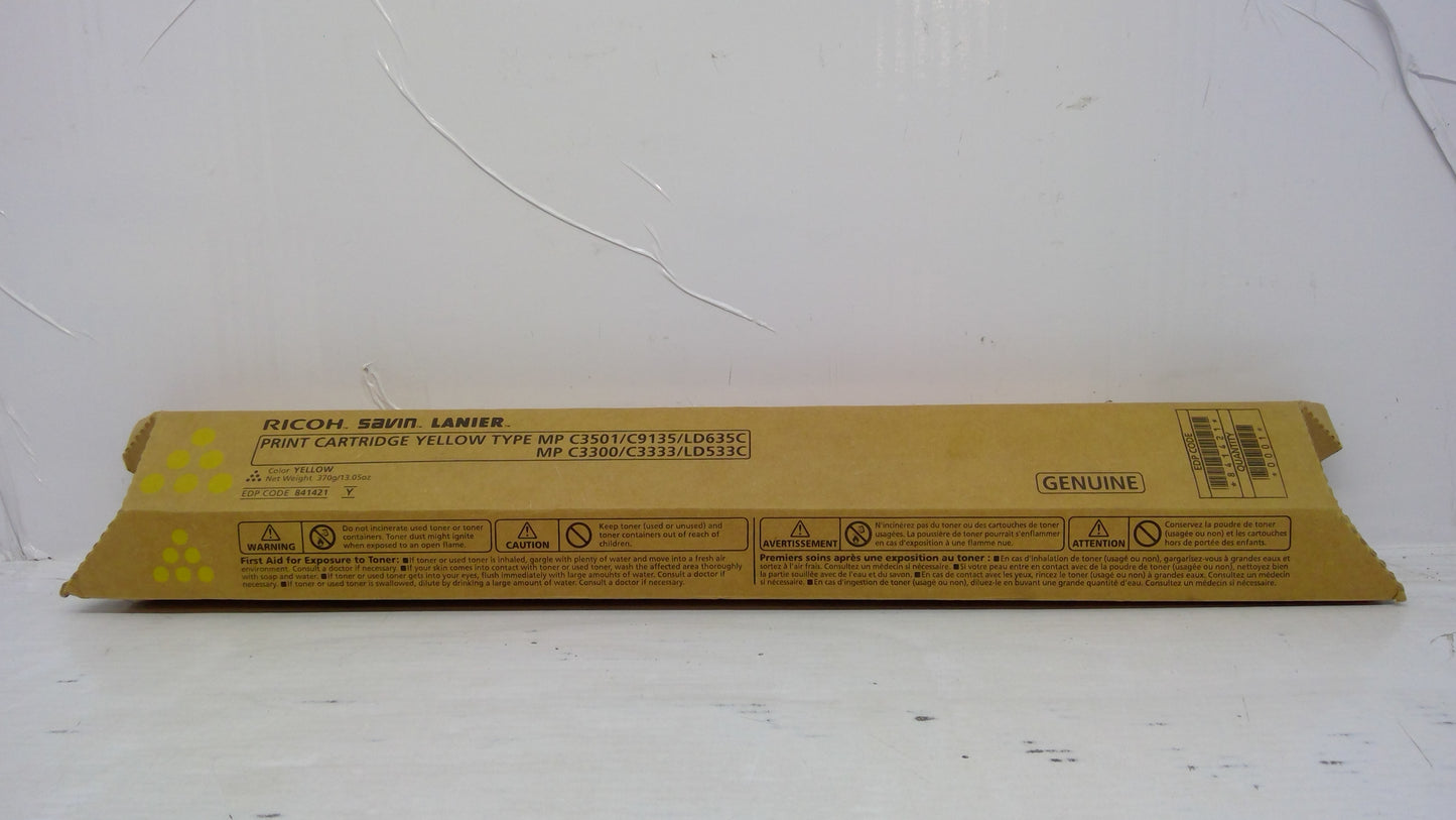 Ricoh 841421 Yellow Toner Cartridge Genuine OEM for MP C2800 C3001 C3300 C3501