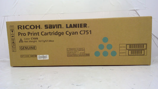 Ricoh 828188 Cyan Toner Cartridge Genuine OEM for Pro C751 C651EX