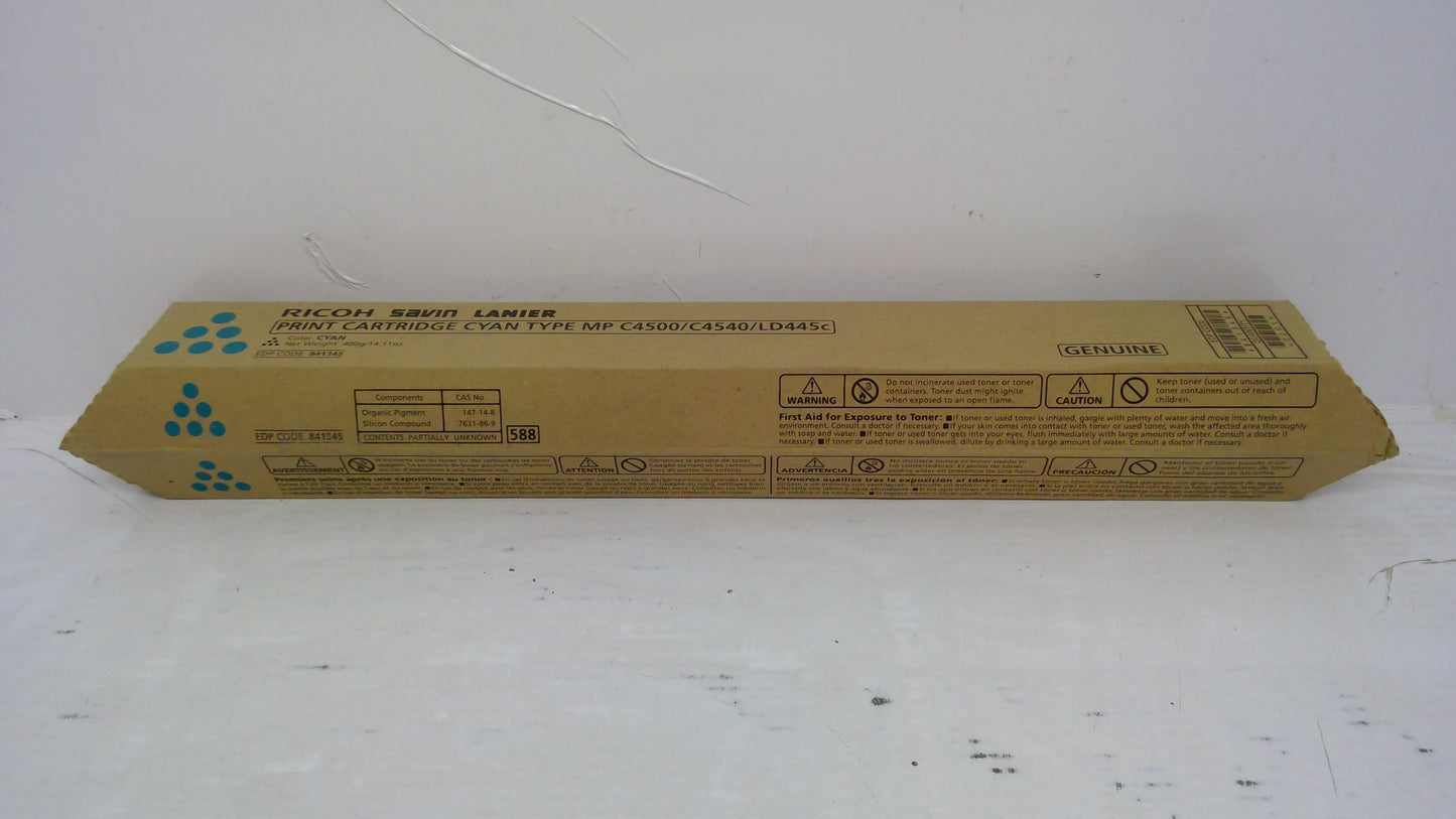 Ricoh 841345 Cyan Toner Cartridge Genuine OEM for MP C3500 C4500