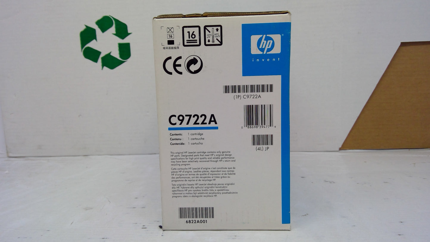 HP C9722A Yellow Toner Cartridge Genuine OEM for Color LaserJet 4600 4610 4650