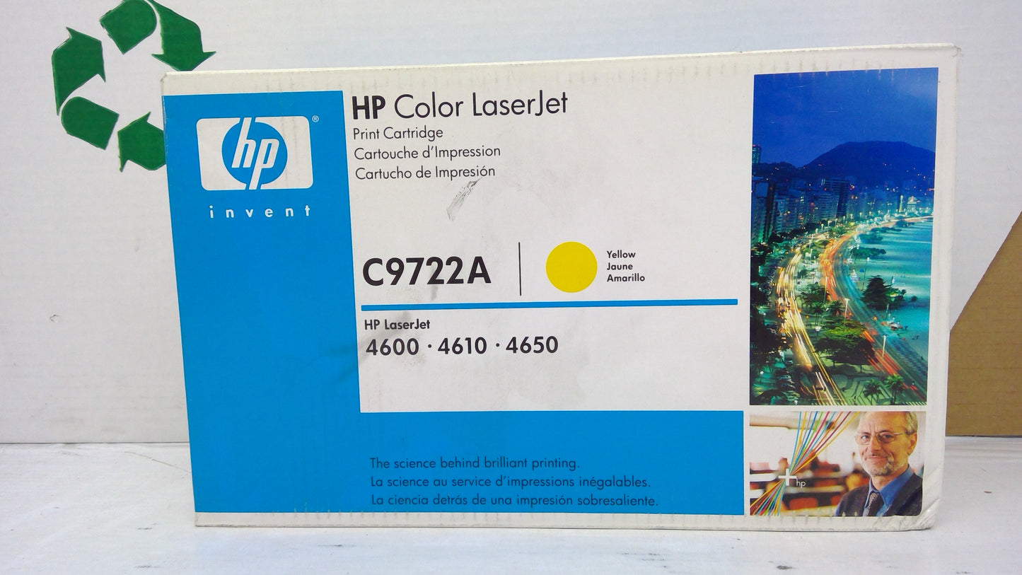 HP C9722A Yellow Toner Cartridge Genuine OEM for Color LaserJet 4600 4610 4650