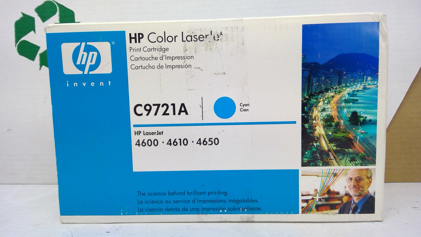HP C9721A Cyan Toner Cartridge Genuine OEM for Color LaserJet 4600 4610 4650
