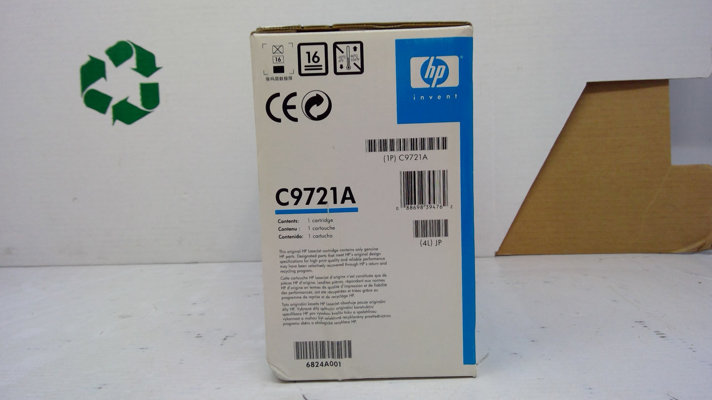 HP C9721A Cyan Toner Cartridge Genuine OEM for Color LaserJet 4600 4610 4650