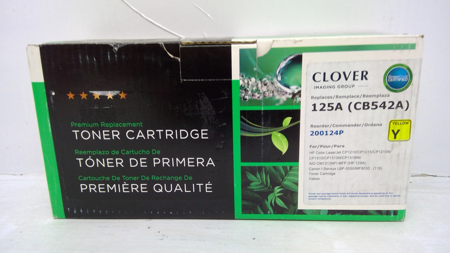 Compatible HP 125A Yellow Toner Cartridge (CB542A) for CP1215 CP1515 | Clover