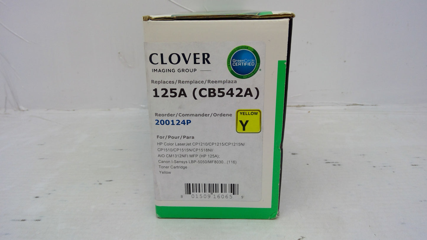 Compatible HP 125A Yellow Toner Cartridge (CB542A) for CP1215 CP1515 | Clover