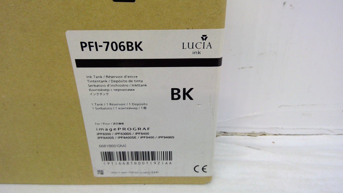 Canon PFI-706BK Black Ink Tank (6681B001AA) for imagePROGRAF iPF8300 iPF8400 iPF9400