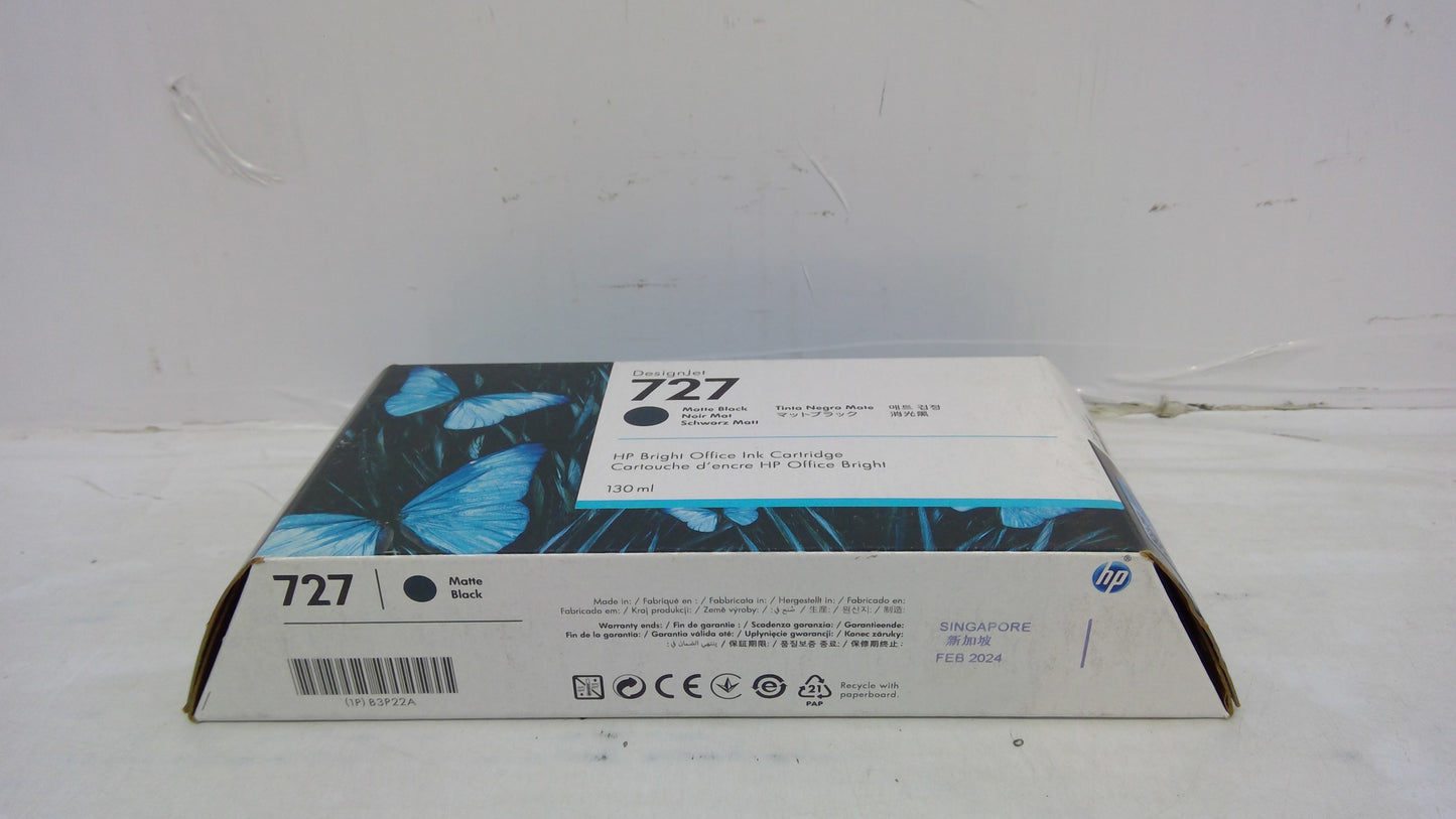 Genuine HP B3P22A (727) Matte Black Ink Cartridge *EXPIRED FEB 2024*