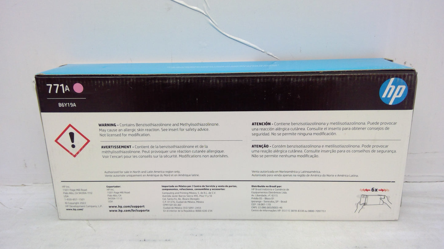 Genuine HP DesignJet B6Y19A (771A) Light Magenta Ink Cartridge