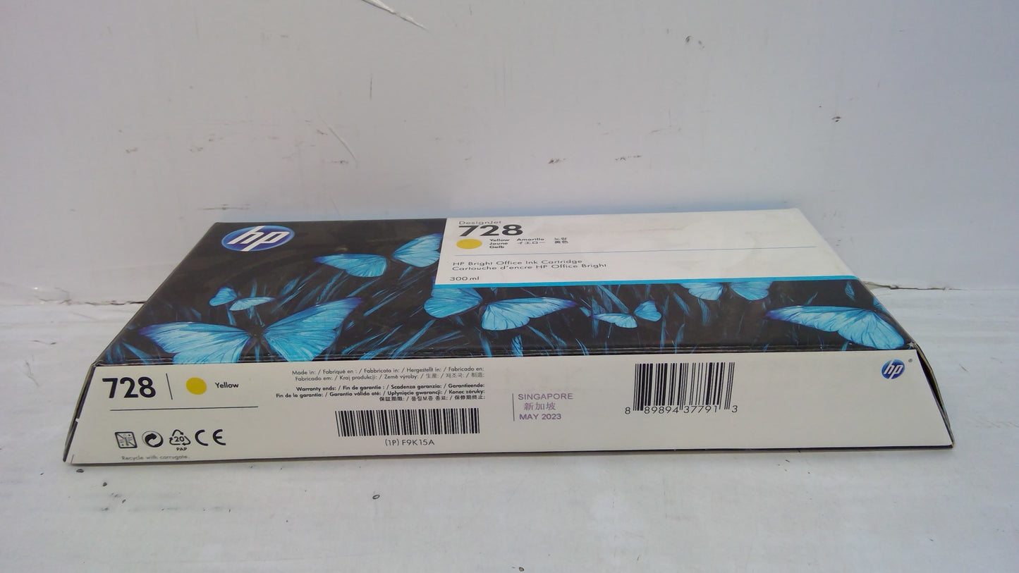 Genuine HP F9K15A (728) Yellow Ink Cartridge *EXPIRED MAY 2023*