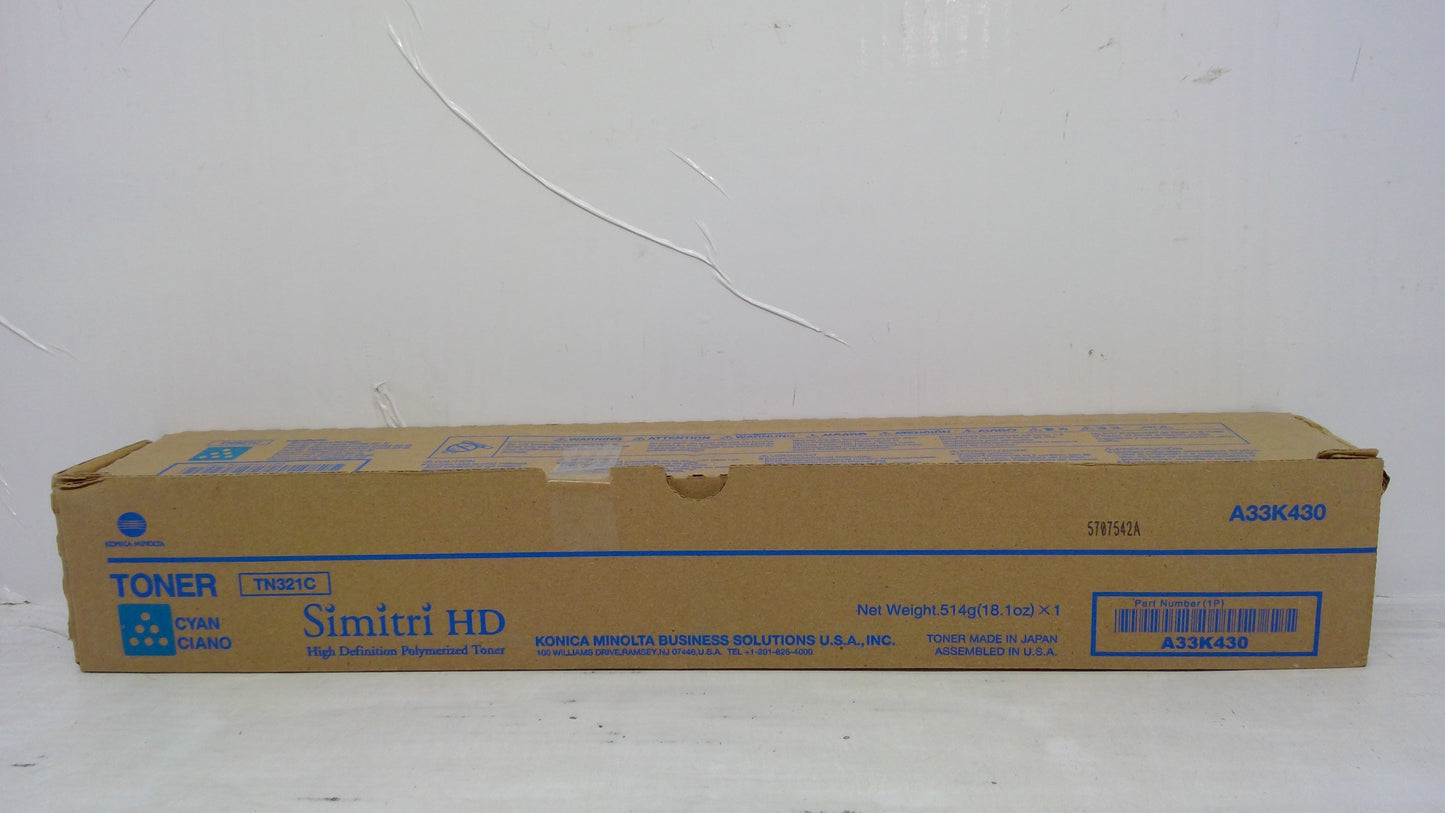 Genuine Konica Minolta TN321C (A33K430) Cyan Toner