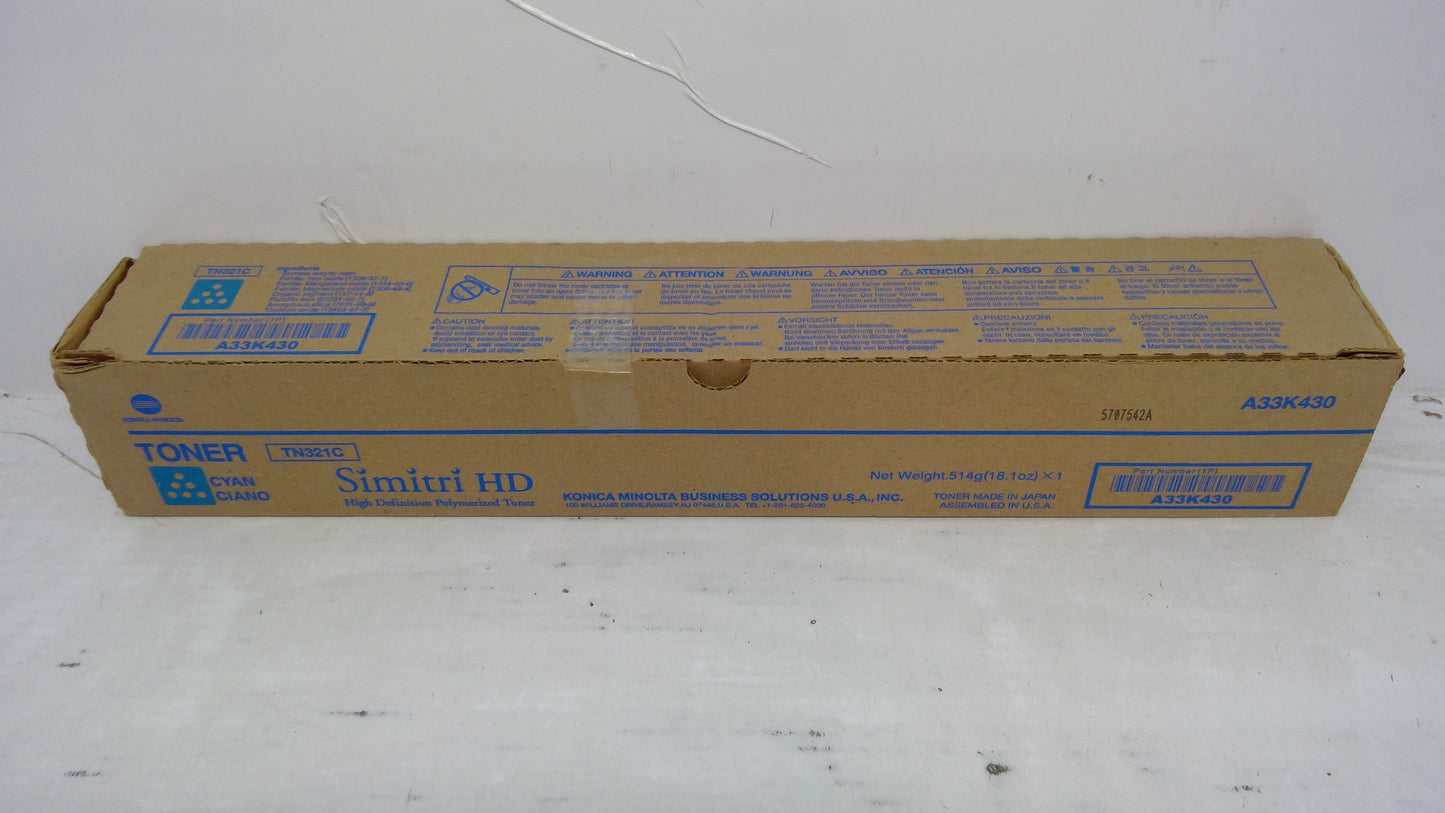 Genuine Konica Minolta TN321C (A33K430) Cyan Toner