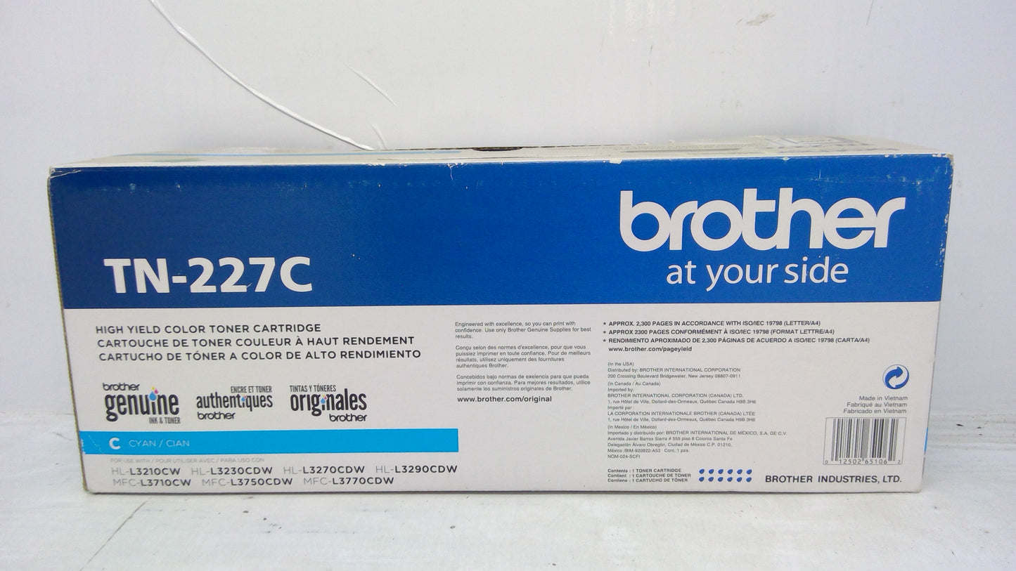 Genuine Brother TN-227C Cyan High Yield Toner Cartridge