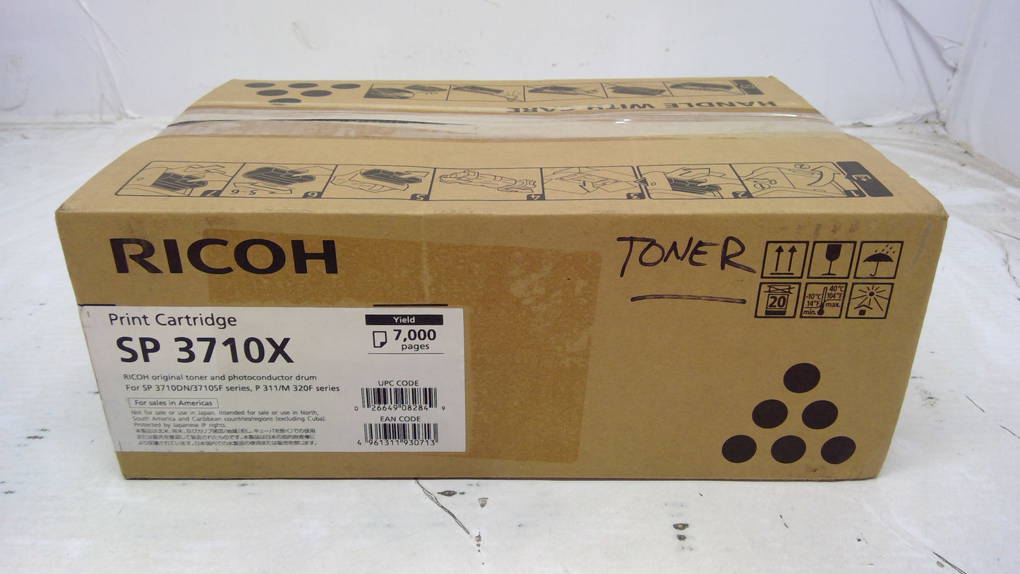 Genuine Ricoh SP3710X (408284) Black Toner Cartridge w/ Built in Photoconductor Drum