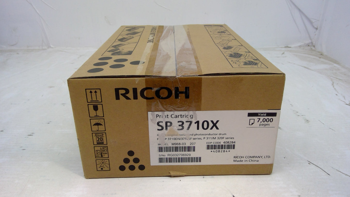 Genuine Ricoh SP3710X (408284) Black Toner Cartridge w/ Built in Photoconductor Drum