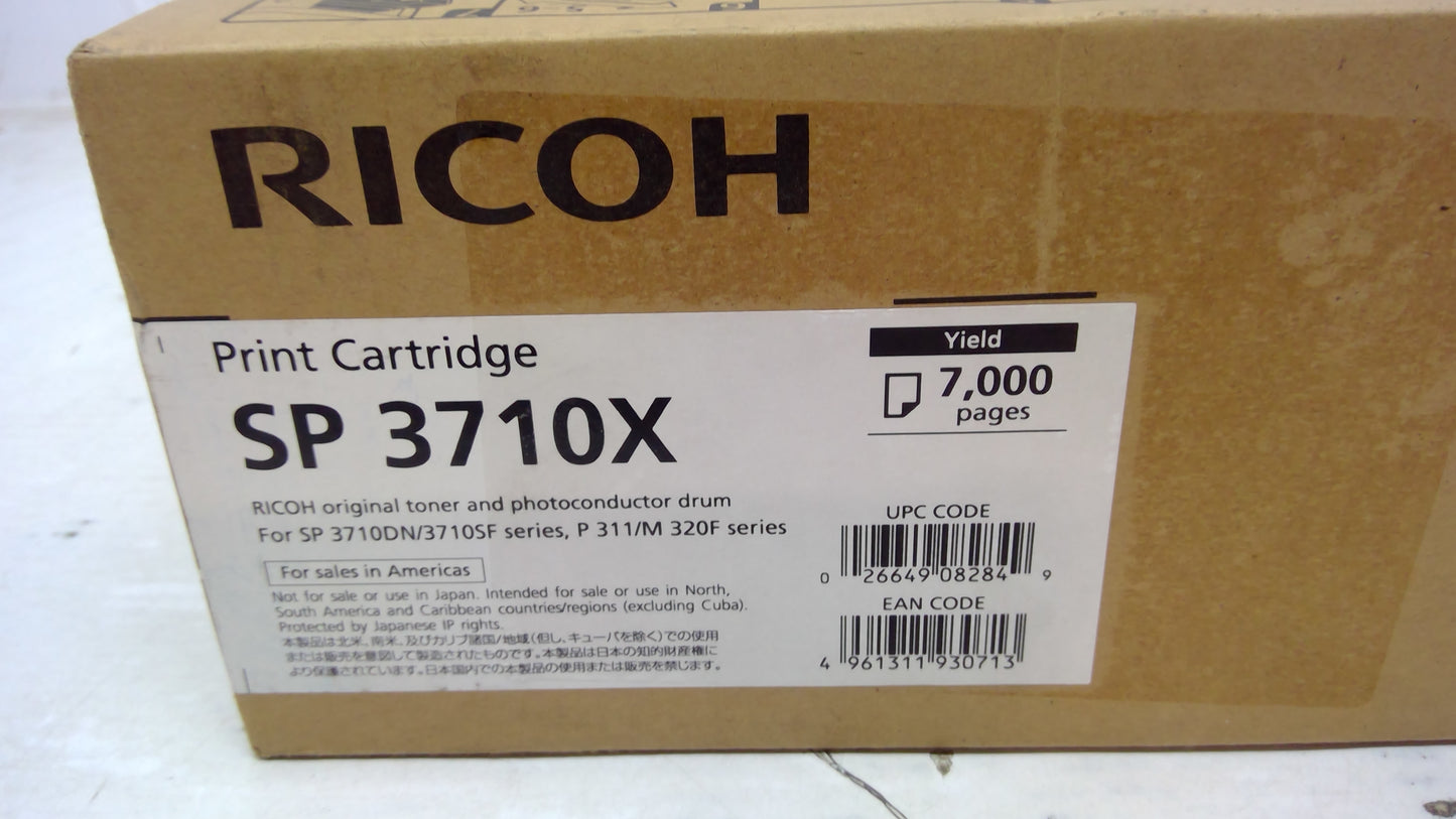 Genuine Ricoh SP3710X (408284) Black Toner Cartridge w/ Built in Photoconductor Drum