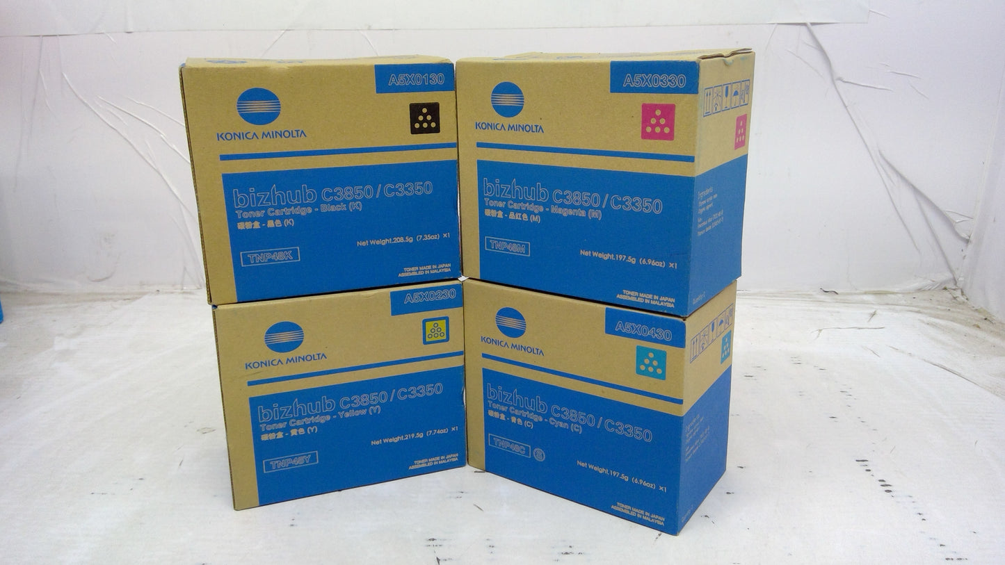 Genuine Konica Minolta Full Color Set TNP48K(A5X0130) TNP48Y(A5X0230) TNP48M(A5X0330) TNP48Y(A5X0430)