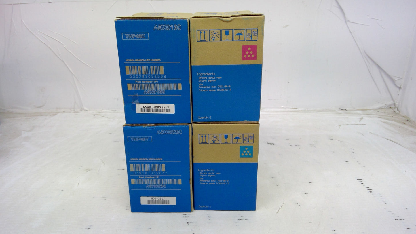 Genuine Konica Minolta Full Color Set TNP48K(A5X0130) TNP48Y(A5X0230) TNP48M(A5X0330) TNP48Y(A5X0430)