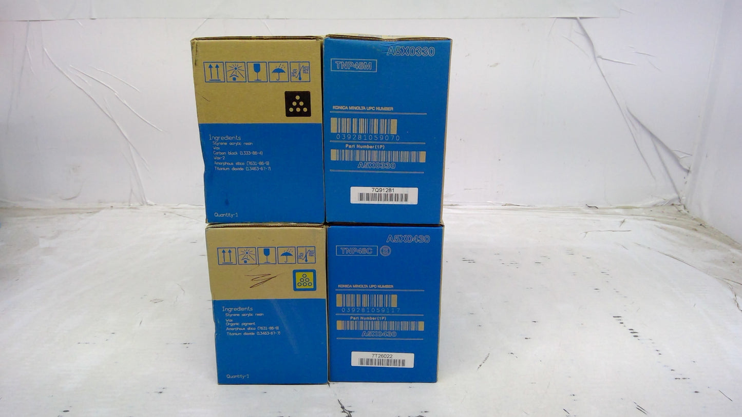 Genuine Konica Minolta Full Color Set TNP48K(A5X0130) TNP48Y(A5X0230) TNP48M(A5X0330) TNP48Y(A5X0430)