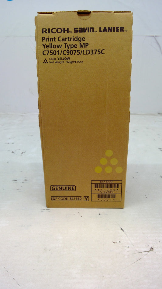 Genuine Ricoh Type MP C7501/C9075/LD375C (841360) Yellow Toner - SunnyToner | Operated by MBI International