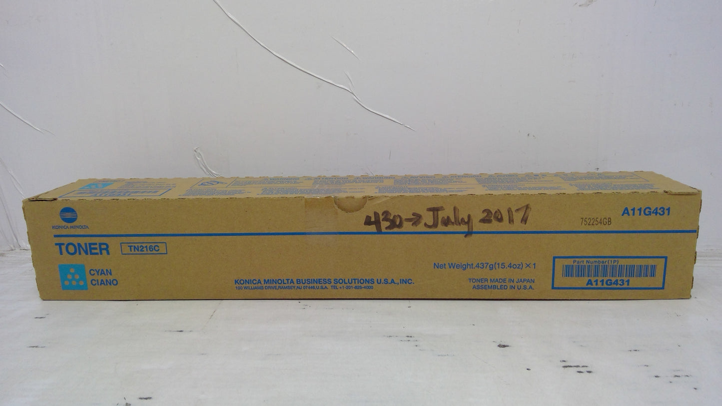 Genuine Konica Minolta A11G431 (TN216C) Cyan Toner