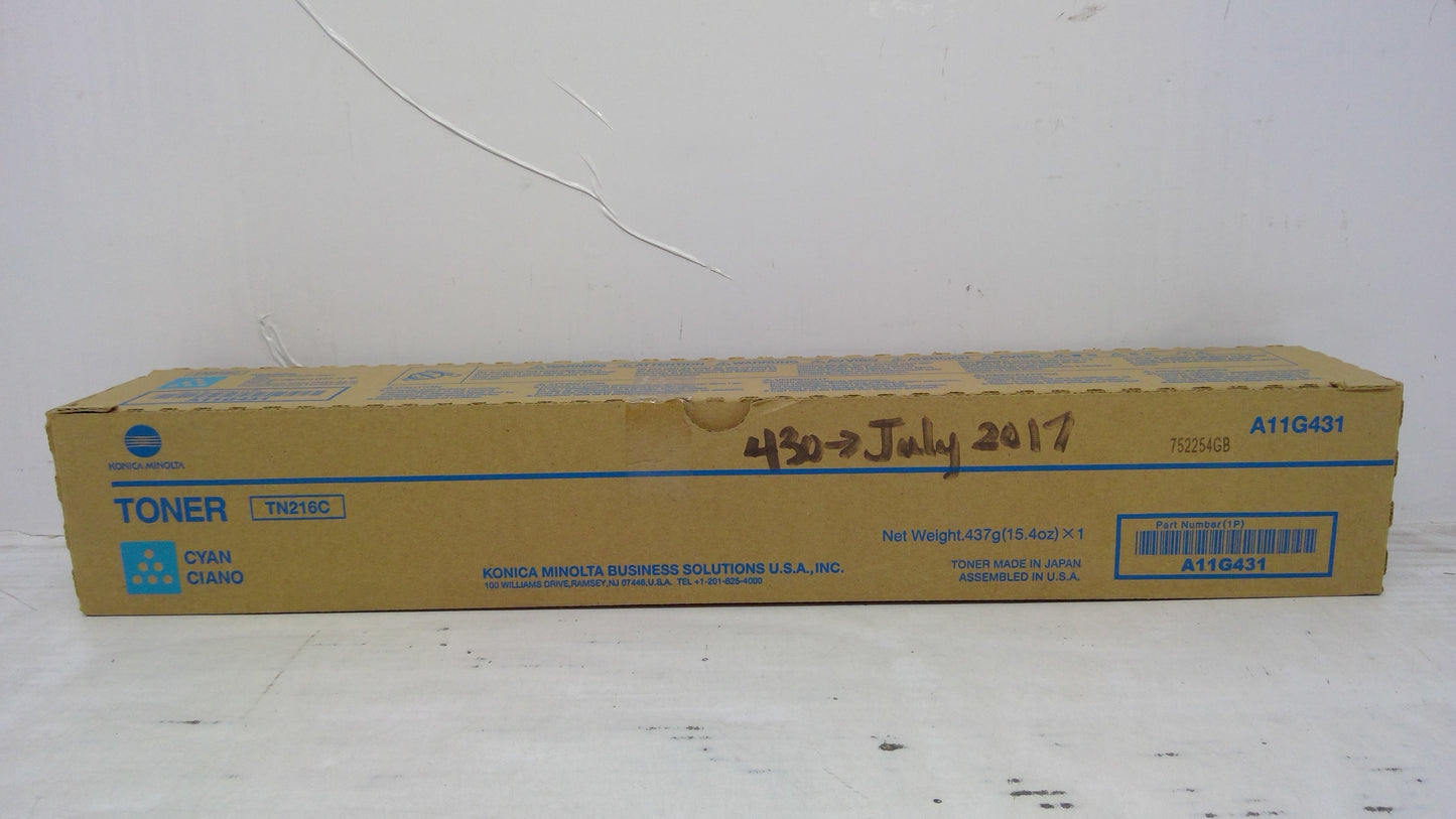 Genuine Konica Minolta A11G431 (TN216C) Cyan Toner