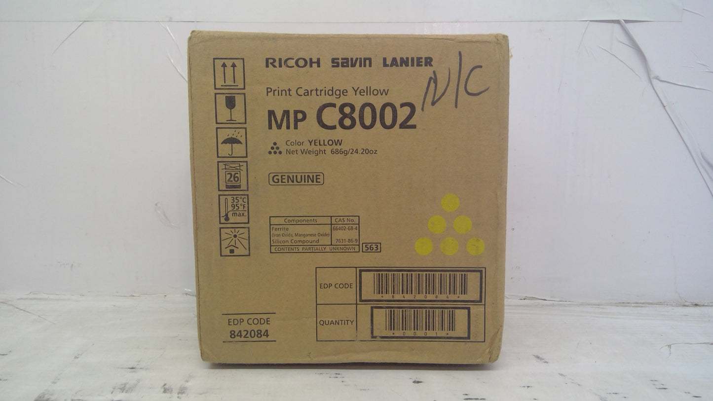 Genuine Ricoh Savin Lanier MP C8002 Yellow Print Cartridge (842084)