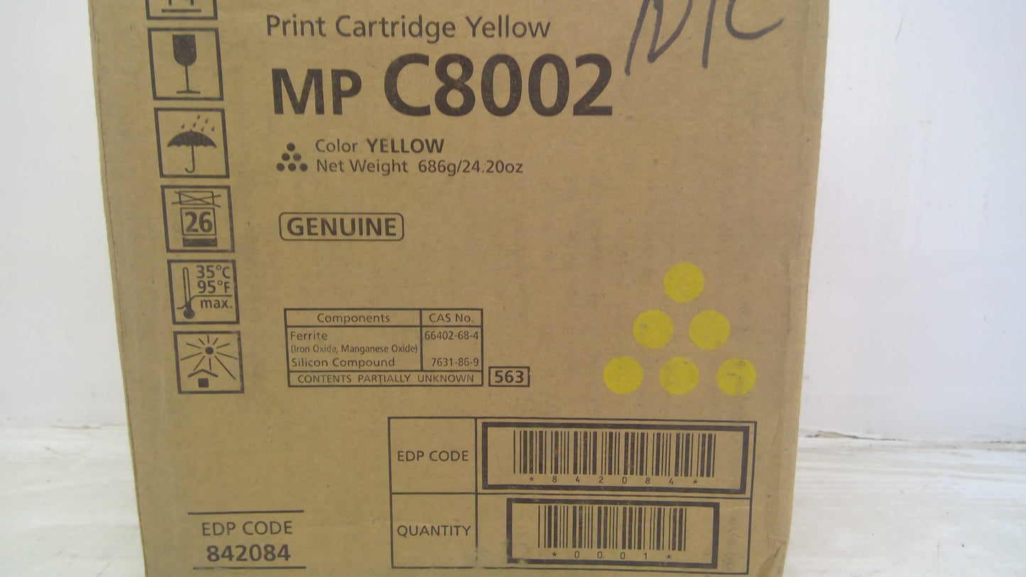 Genuine Ricoh Savin Lanier MP C8002 Yellow Print Cartridge (842084)
