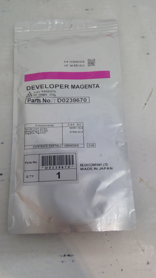 Genuine Ricoh Magenta Developer MP C2800/C5000SPF (D0239670)